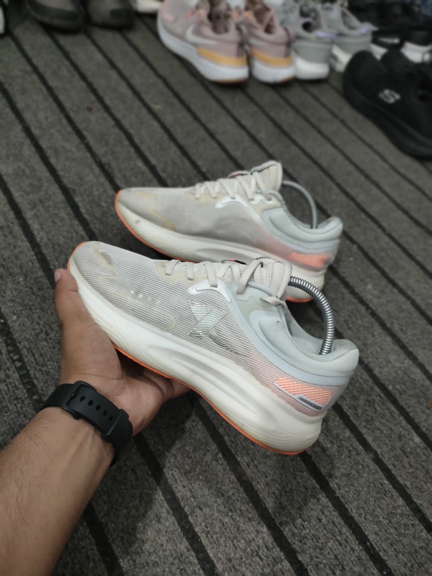 White and Orange Athletic Sneakers footwear